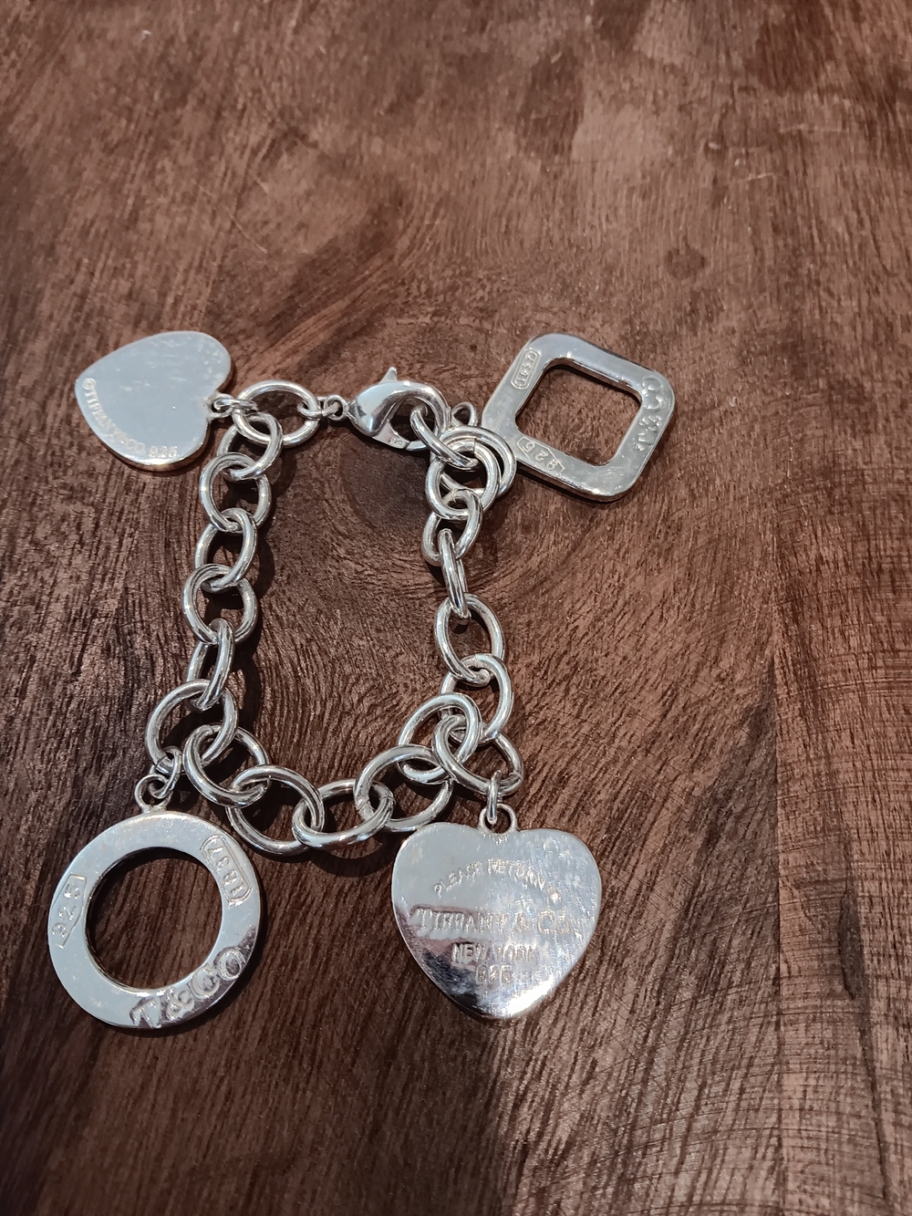 Tiffany & Co Sterling Silver Heart Charm Bracelet - Silver